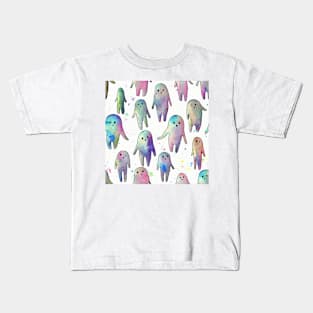 Watercolor kawaii ghosts pattern Kids T-Shirt